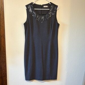 Calvin Klein Charcoal Sleeveless Knit Midi Dress